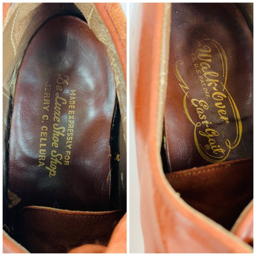 Vintage 1930s Rust Heels Easi-Gait Brown Lace Up Oxfords - Picture 7 of 10